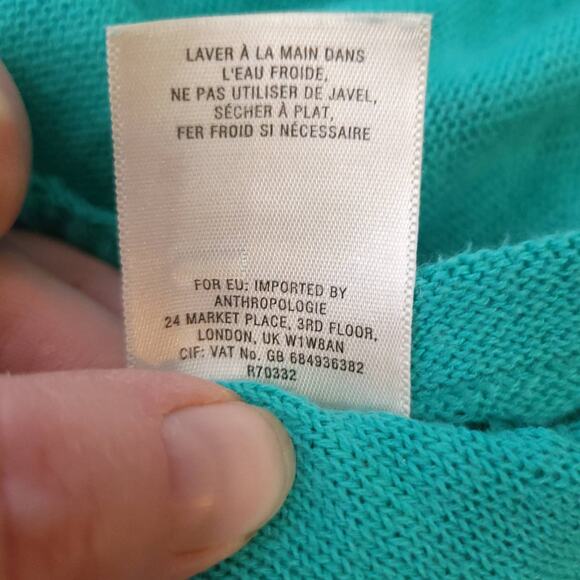 Anthropologie Sparrow Teal Blue Knit Scoop Neck Sweater Lightweight Size Small - Picture 9 of 9